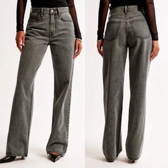 Abercrombie & Fitch Denim - ABERCROMBIE & FITCH CURVE LOVE THE LOOSE HIGH RISE JEANS BAGGY RIGID DENIM sz 30